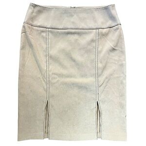 Nina Leonard Skirt Front Slit Black Stitching Detail Back Zip Women’s Size 12